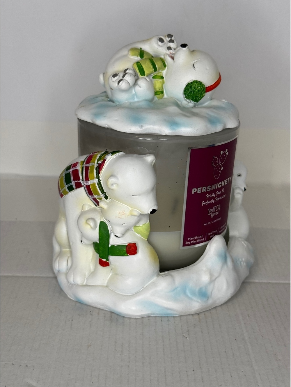 Better Homes and Gardens polar bears jar topper and candle holder set